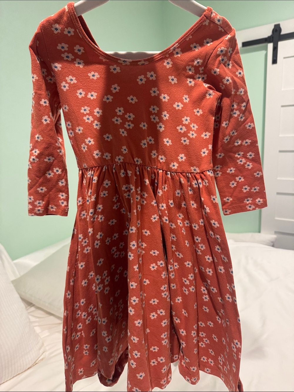Girls' Coral Floral Long-Sleeve Casual Dress